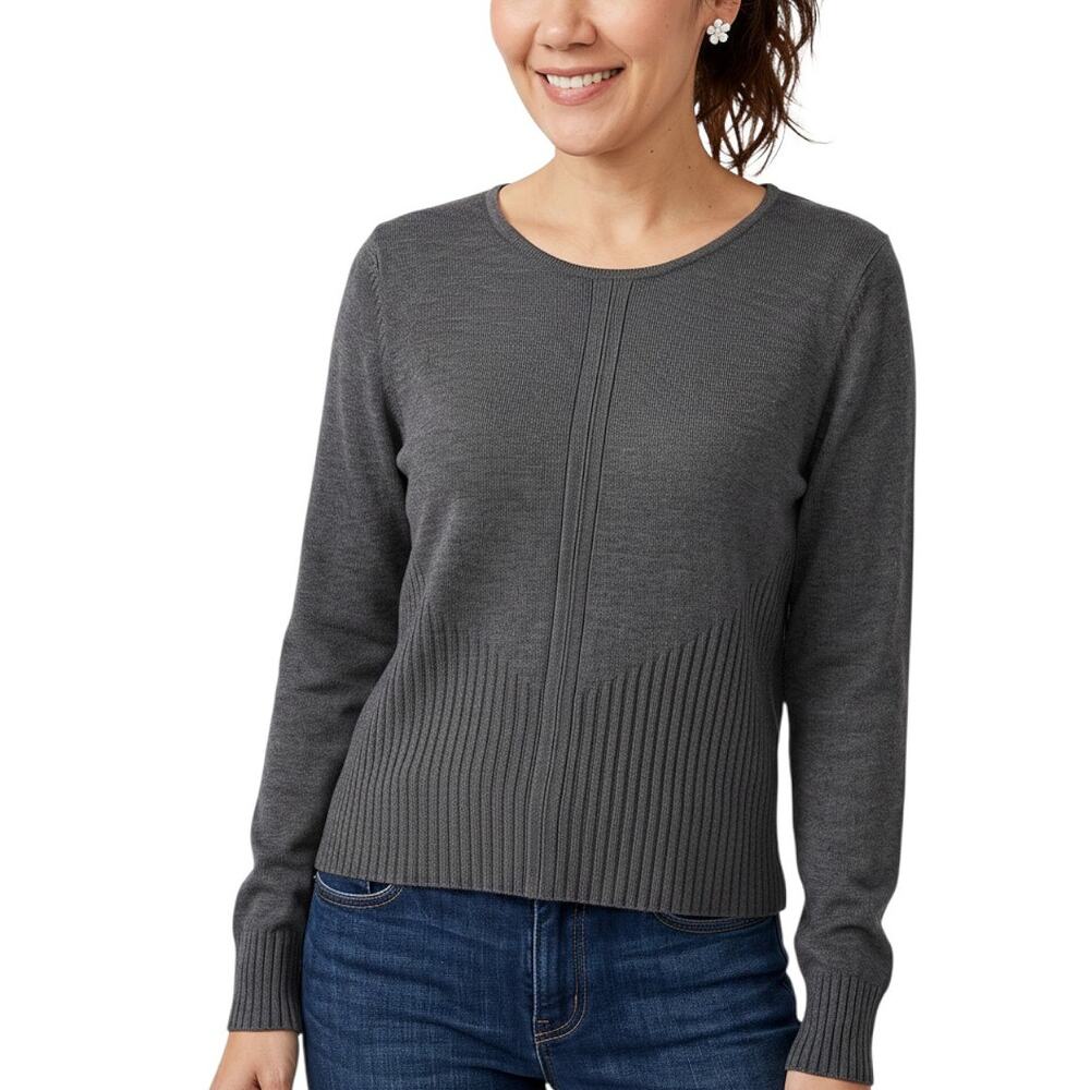 New VINCE CAMUTO Heather Gray Light Knit Sweater Top Shirt Petite L